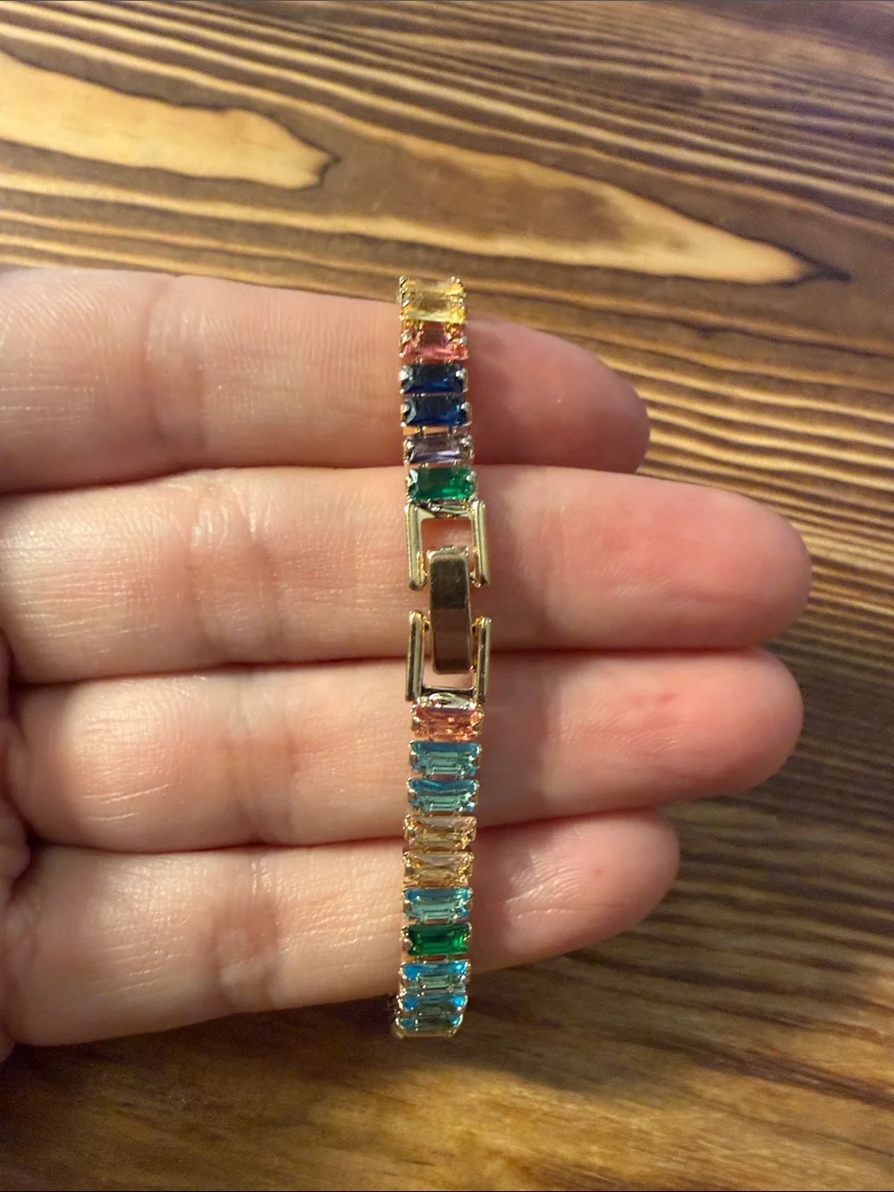 Gold Plated Multicolor Crystal Flower Tennis Bracelet - Women Jewelry